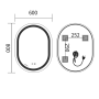 Дзеркало Mixxus Premium ELLIPSE MV05-80x60-Reverse з Led Touch, Anti-fog, димером