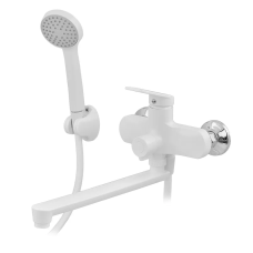 Змішувач для ванни PLAMIX Lucas-006 EURO SET з шлангом, лійкою та кронштейном білий