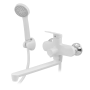Змішувач для ванни PLAMIX Lucas-006 EURO SET з шлангом, лійкою та кронштейном білий