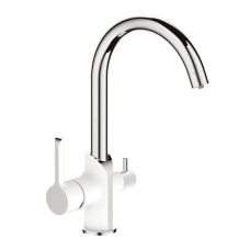 Змішувач для кухні на дві води MIXXUS PREMIUM Edem 021 з виходом для питної води латунний білий матовий / хром