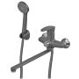 Змішувач для ванни PLAMIX CEZAR-006 EURO SET, зі шлангом, лійкою та кронштейном графіт