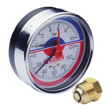 Термо-манометр аксіальний (Чехія KM 812A) (0-10 bar), 80мм, 1/2