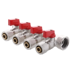 Колектор з кульовими кранами та фітингом KOER KR.1125-4 - 3/4”x4 Ways
