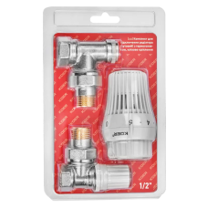 Комплект для підключення радіатора KOER SET-23 - 1/2'' кутовий з термоголовкою, клікове кріплення