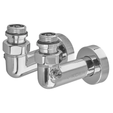 Комплект кранів для рушникосушки кутовий KOER KR.SET.550 - M1/2''xM1/2'' запірний, хромований
