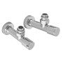 Комплект кранів для рушникосушки кутовий KOER KR.SET.533 - M1/2''xM1/2'' подовжений, хромований