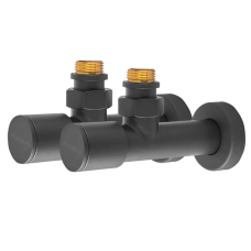 Комплект кранів для рушникосушки кутовий KOER KR.SET.535 BLACK - M1/2''xM1/2'' подовжений