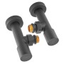 Комплект кранів для рушникосушки кутовий KOER KR.SET.535 BLACK - M1/2''xM1/2'' подовжений