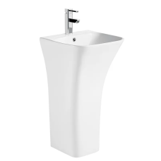 Раковина-моноблок Mixxus BEVEL-1101 з отвором під змішувач і переливом 450×435×835 мм, білий