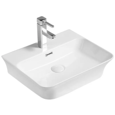 Раковина накладна керамічна Mixxus Premium BEVEL-0201 з переливом 485×410×125 мм, білий