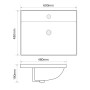 Раковина меблева Mixxus Premium STYLE-1501 600×480×190 мм з отвором під змішувач і переливом, білий