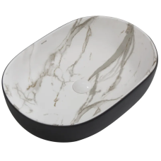 Раковина накладна Mixxus Premium ELLIPSE-0105, мармурово-чорна 600×400×150 мм